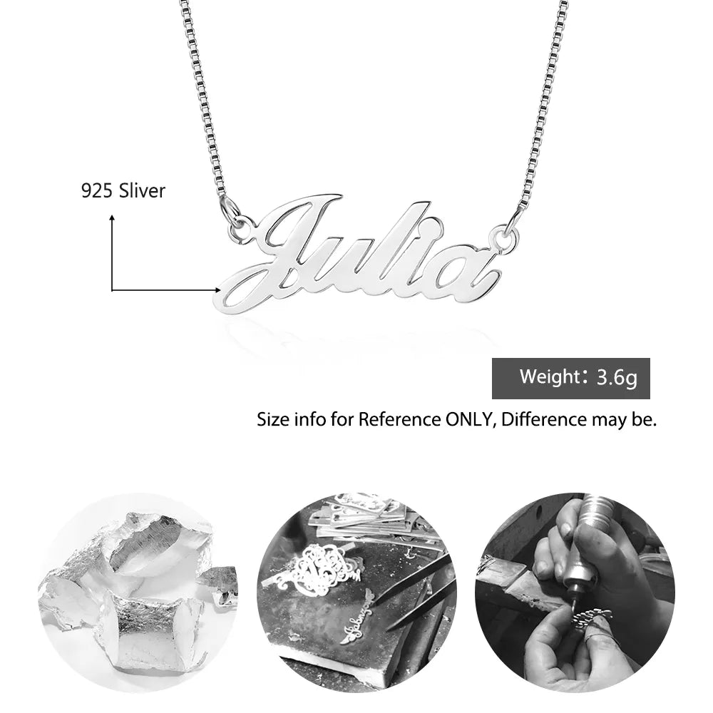 Sterling Silver Personalized Nameplate Letter Necklace Custom Name Pendants