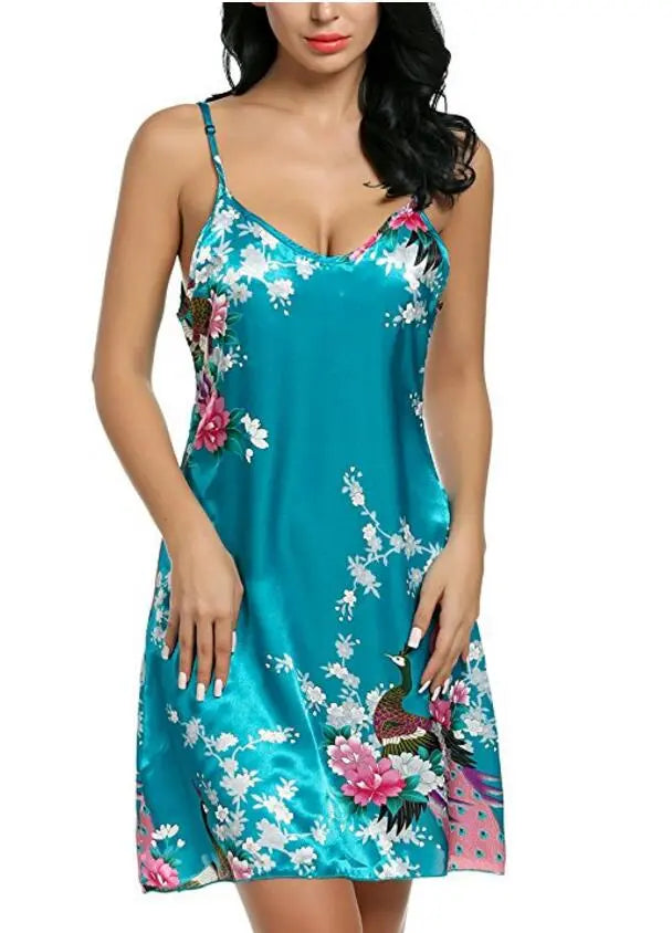 Sexy Silk Nightgowns Female Spaghetti Strap Short Summer Nightdress