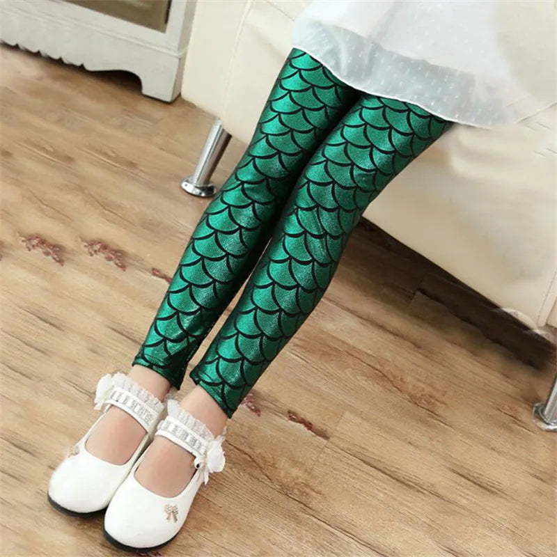 Mermaid Scale Printing Spring Summer Kids Baby Girls Leggings