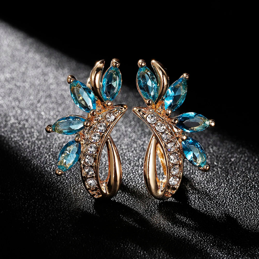 Mini Blue Green Earring Horse Natural Zircon Stud Earrings Jewelry Crystal