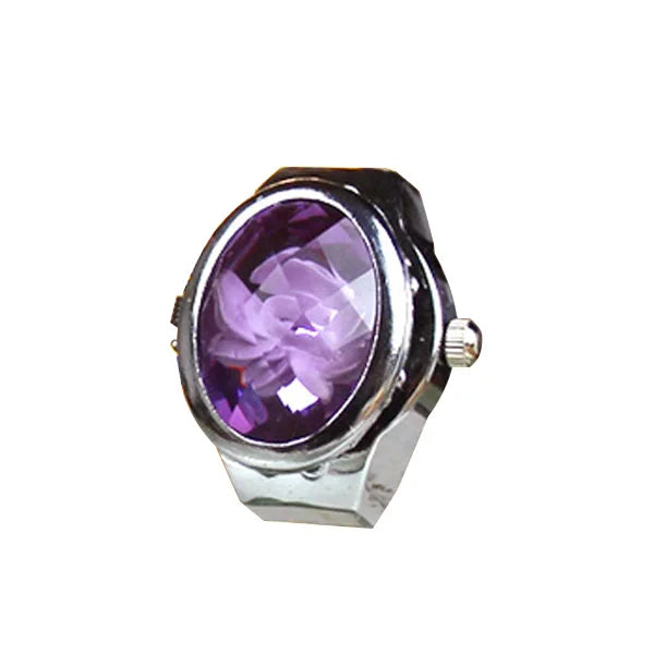 Women Ring Elliptical Stereo Flower Clamshell Adjustable Rings Quartz Watches