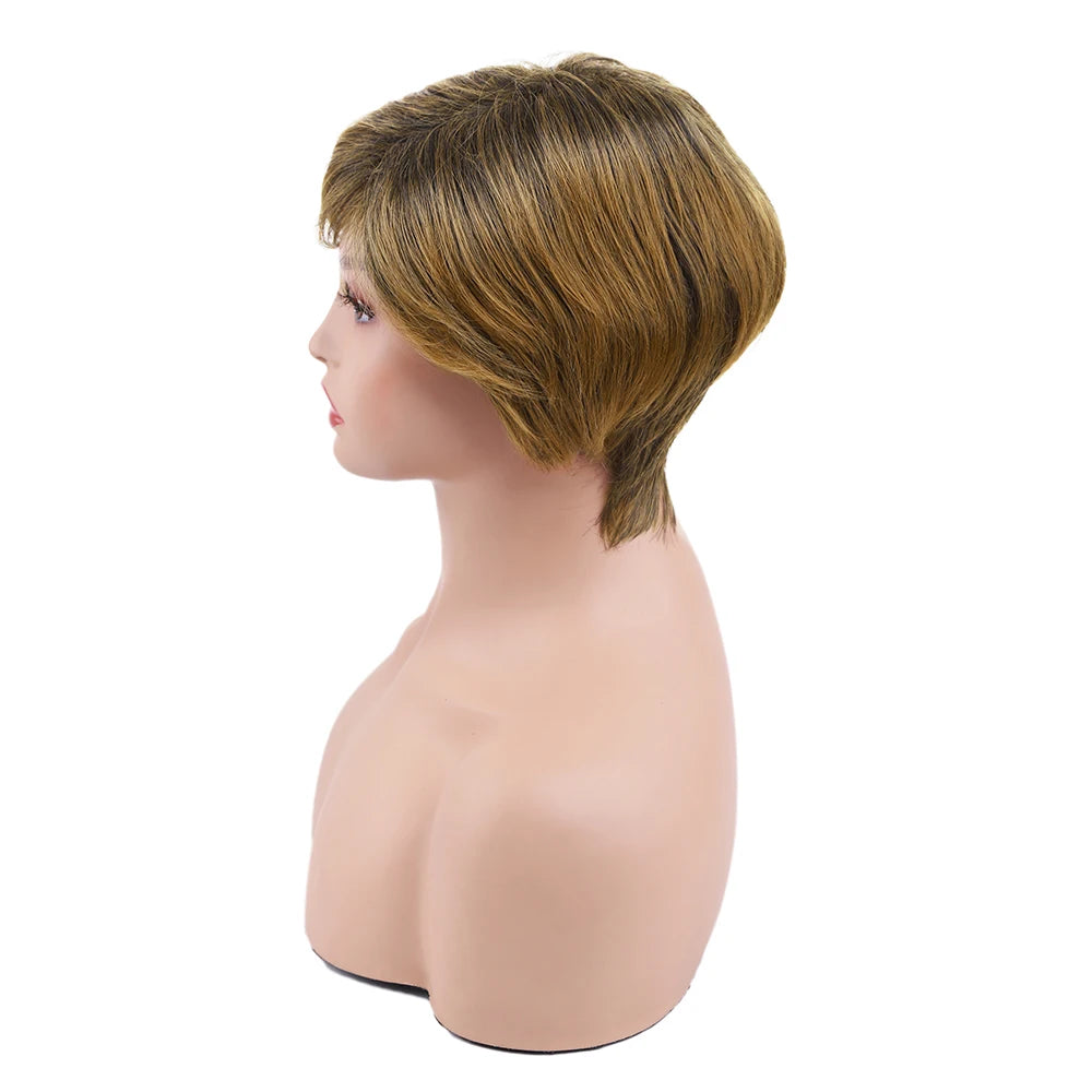 Synthetic Brown Wig Short Blonde Wigs Natural Wave Straight Hair Wigs