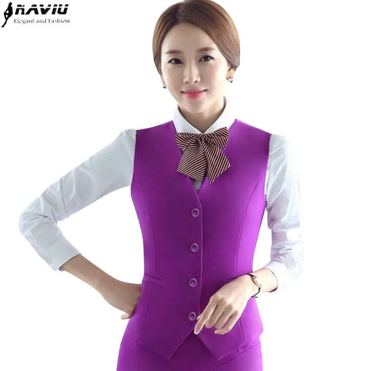 Slim Formal Business V-Neck Vest and Skirt Set Ladies Tops Uniforms