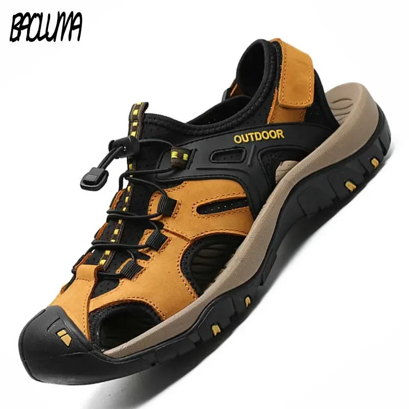 Summer Men's Sandals Genuine Leather Men Shoes Men Breathable Outdoor Sneakers