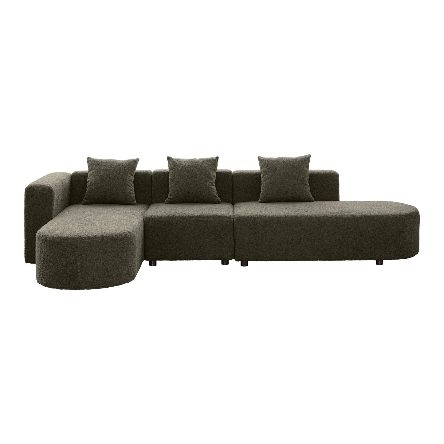 Modern Sectional L Shape Boucle Sofa With Curved Seat (Facing Left)