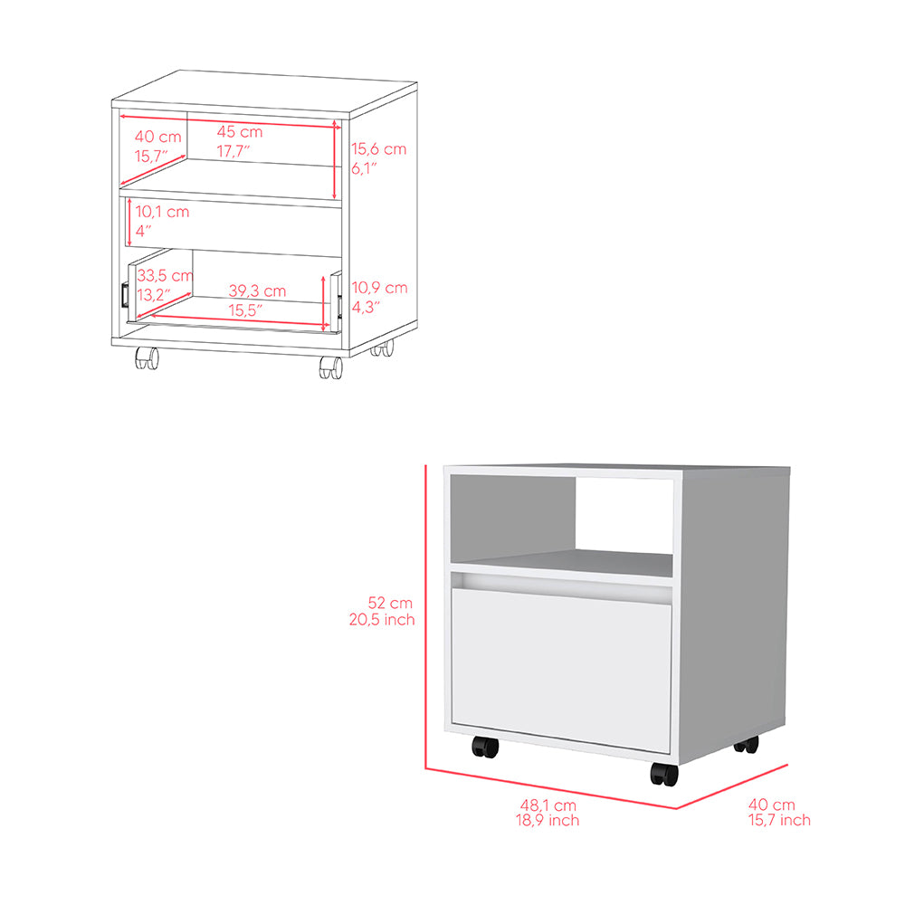 Milford 2 Piece Bedroom Set, Nightstand Munyochi + Dresser Maldus, White