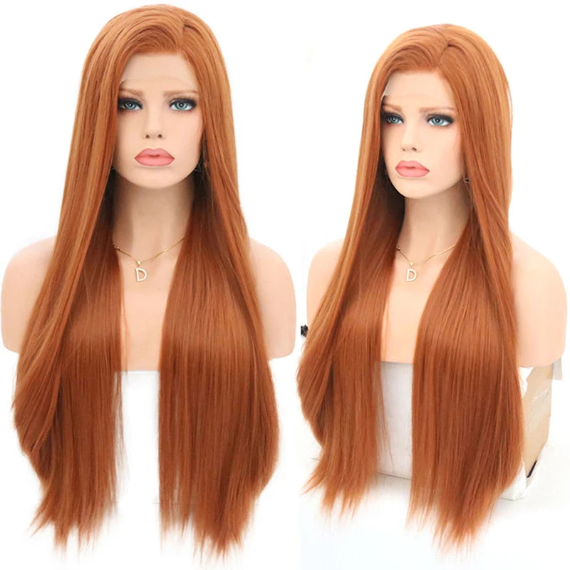 Silky Straight Hair Synthetic Lace Front Wigs with Hairline Wigs for Women