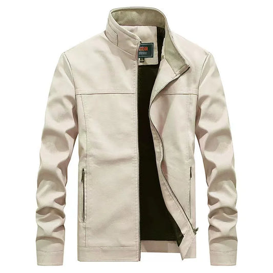 Men's Zipper Bomber Jacket in Stock Men's Clothing Leather Jacket