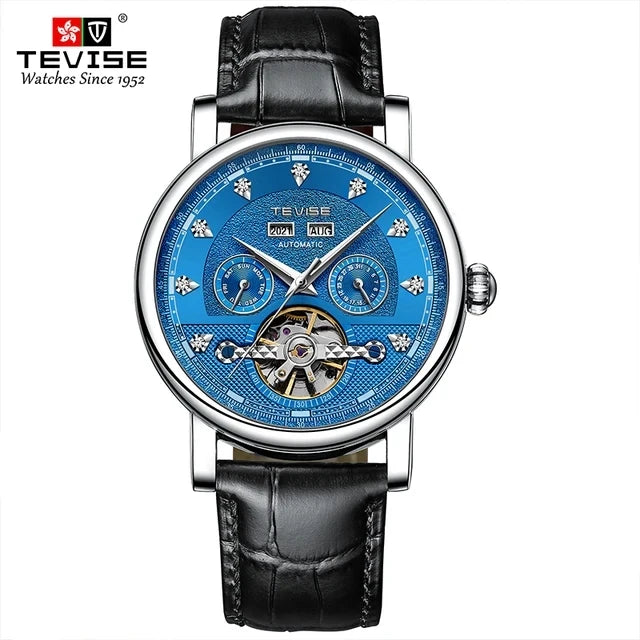 Wristwatch Men 30M Waterproof 867C Automatic Leather Diamond Dial Mechanical