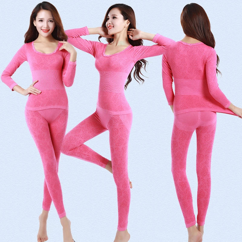 Queenral Thermal Underwear Women Long Johns for Women Winter Thermal Underwear