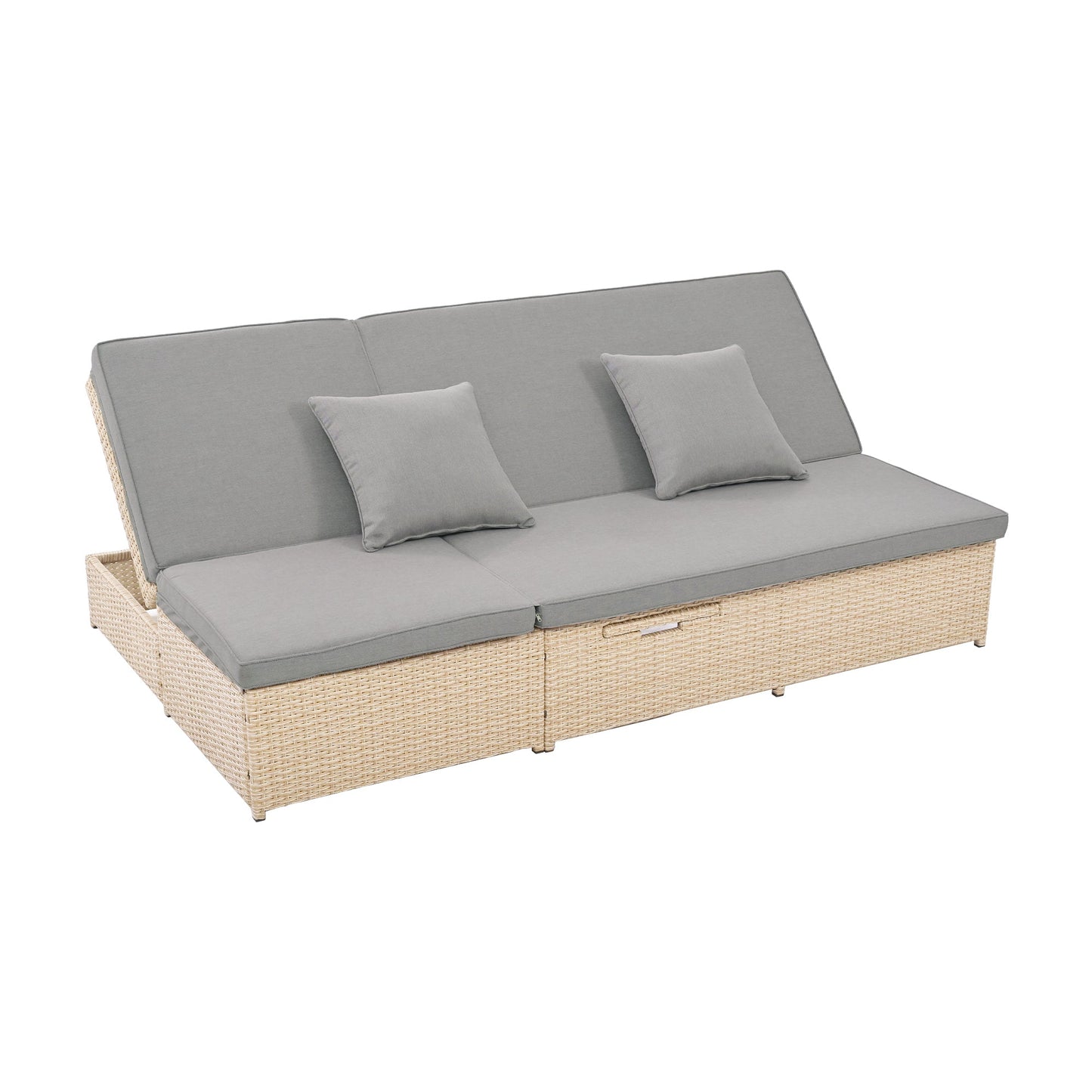 Outdoor Double Sunbed, Wicker Rattan Patio Reclining Chairs