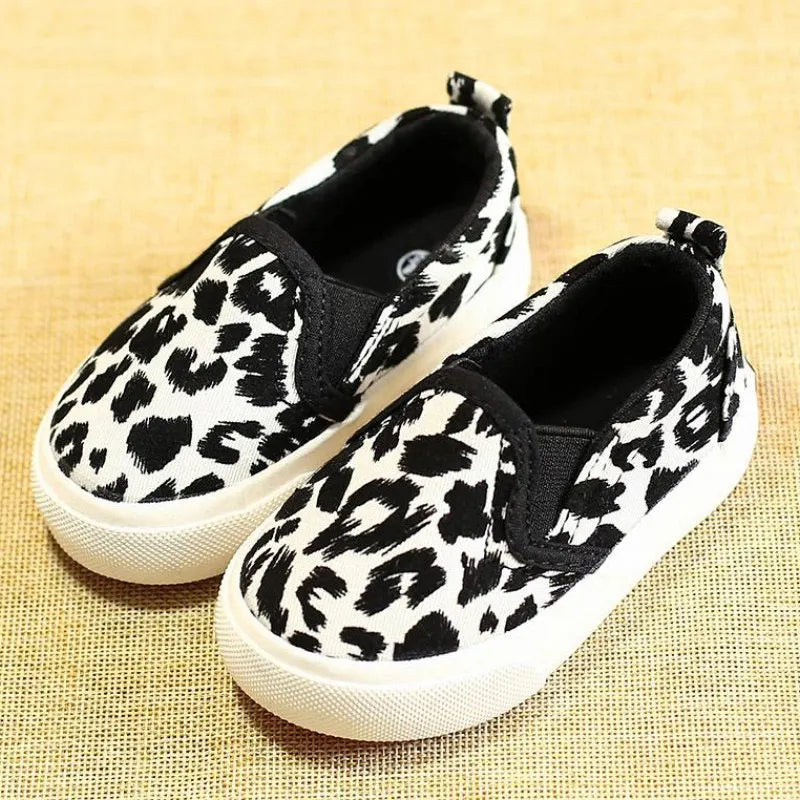 Spring Kids Shoes Boys Girls Casual Shoes Leopard Print Comfortable Canvas Shoes