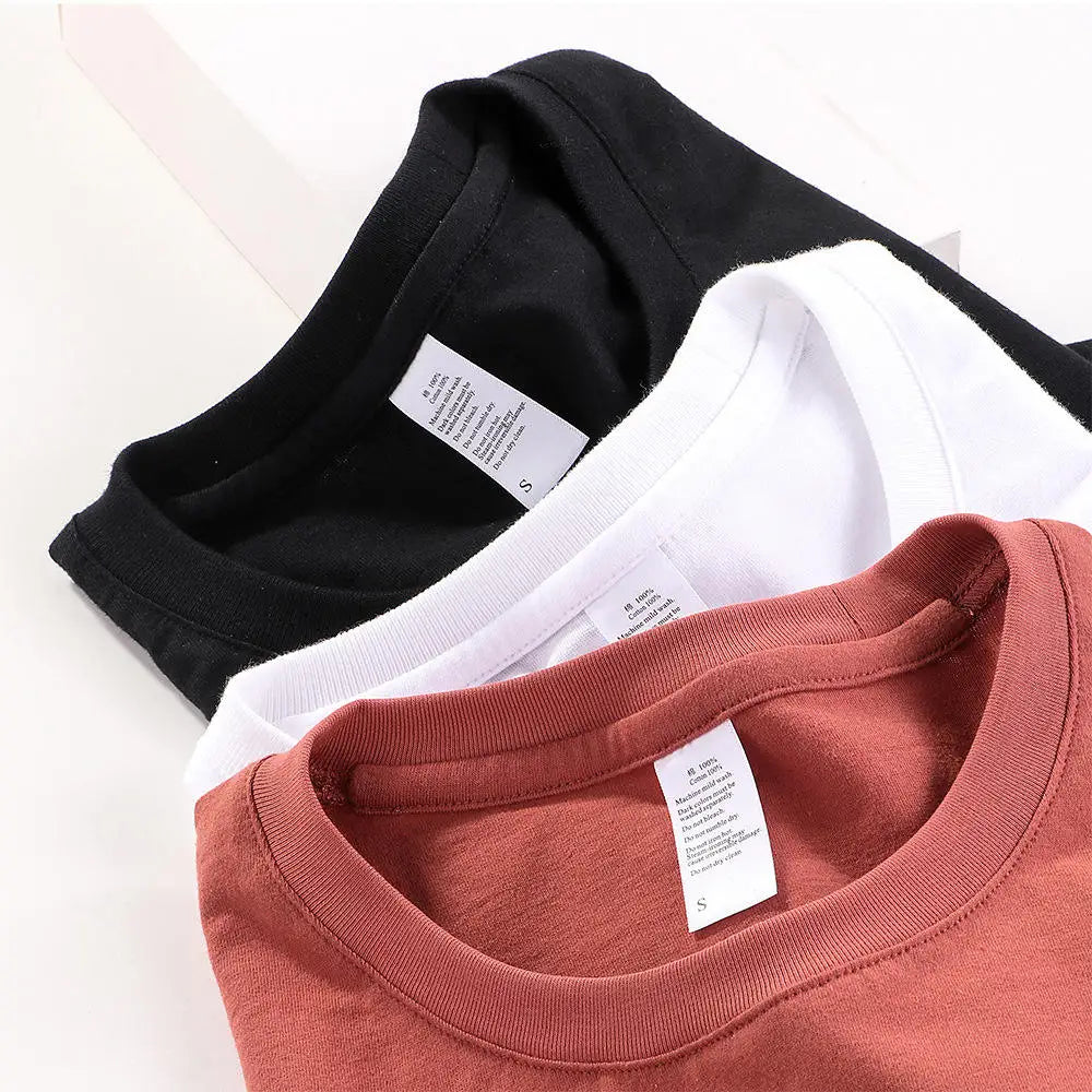 Round Collar Men's T-Shirt 100% Cotton Straight Thin Lightweight T-Shirts