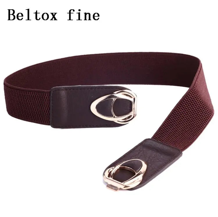 Thick PU Leather Elastic Wide Belts for Women Stretch Waist Dress Plus Size