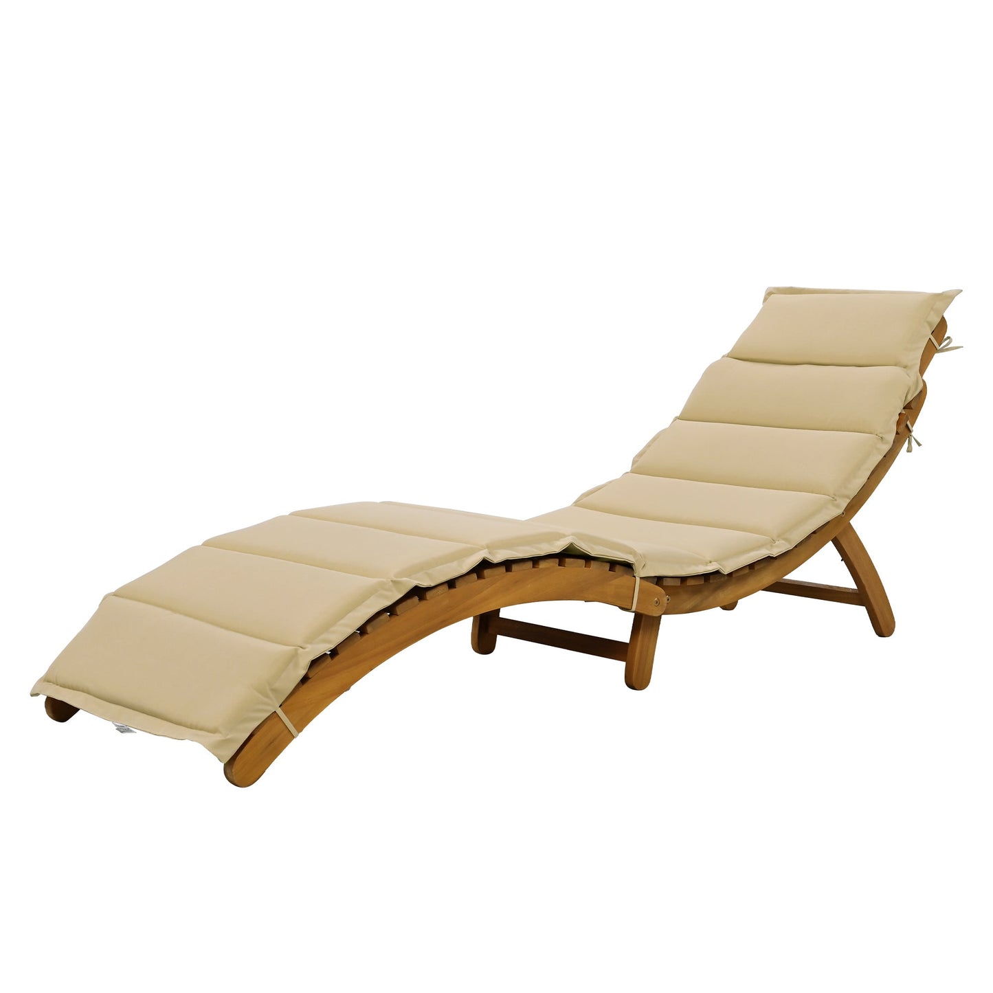 Outdoor Patio Wood Portable Extended Chaise Lounge Set With Foldable Tea Table