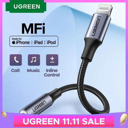 UGREEN Adapter for iPhones MFi DAC Lightning Headphone Adapter for iPhone