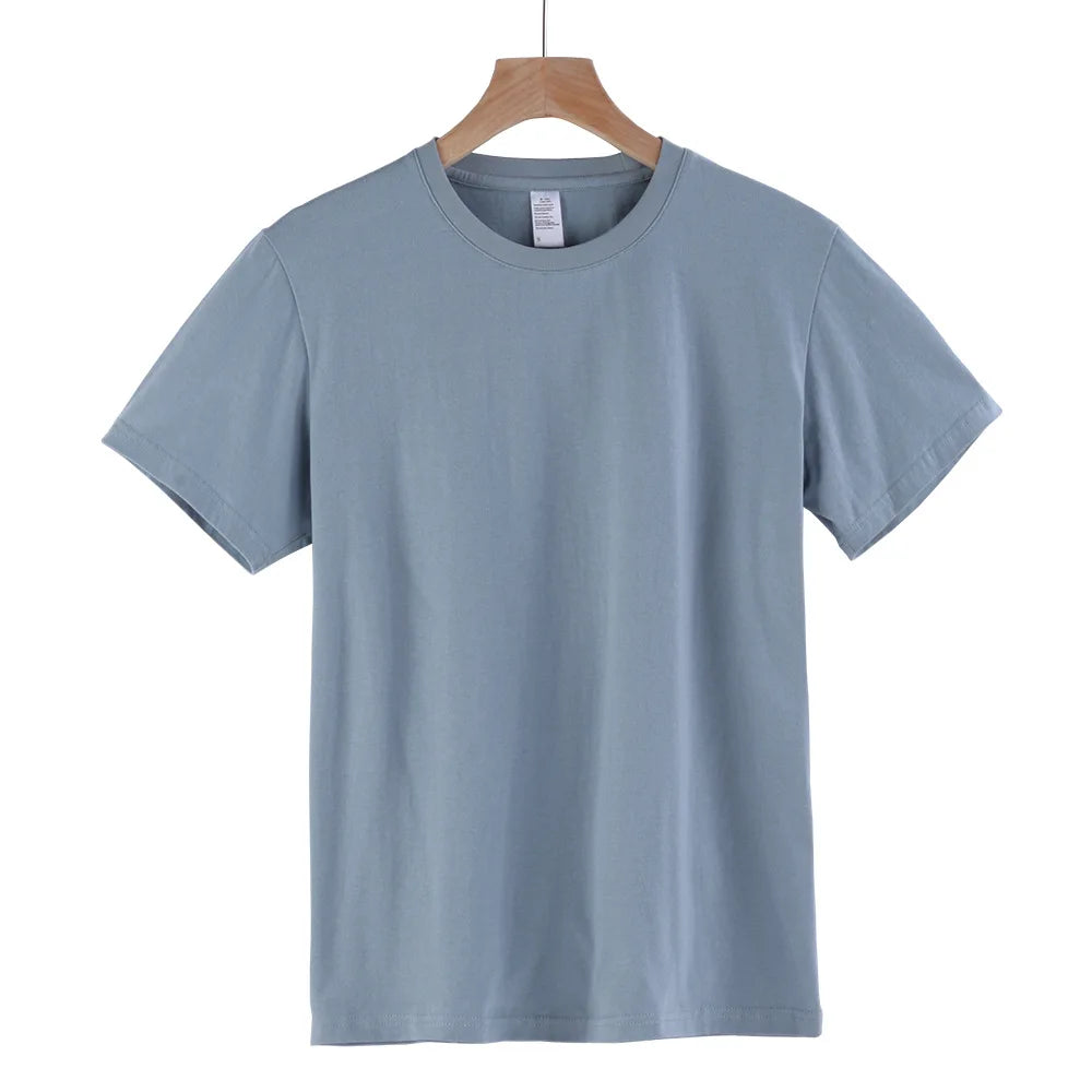 Round Collar Men's T-Shirt 100% Cotton Straight Thin Lightweight T-Shirts