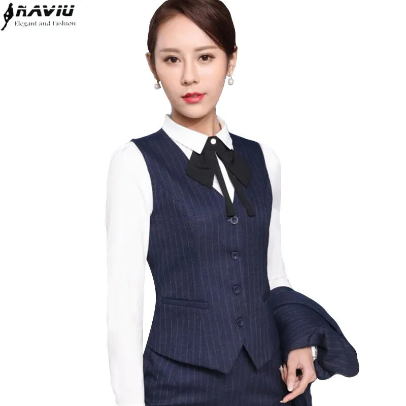 Women Stripe Vest Clothes for Office Ladies Fashion Tops Work Wear