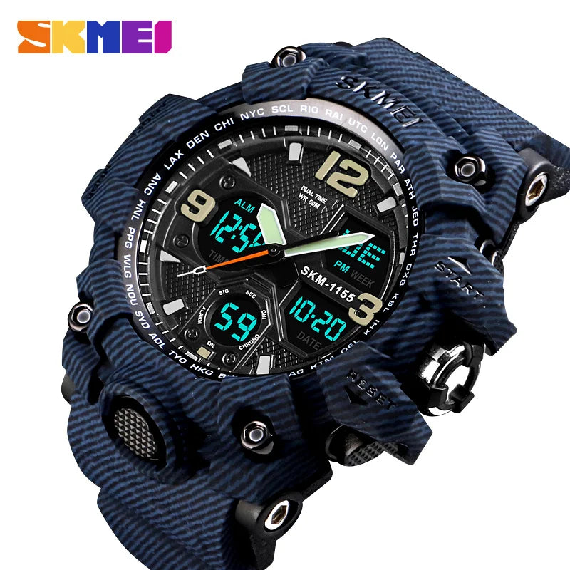 SKMEI Luxury Denim Style Sports Watches Men Digital Quartz Watch