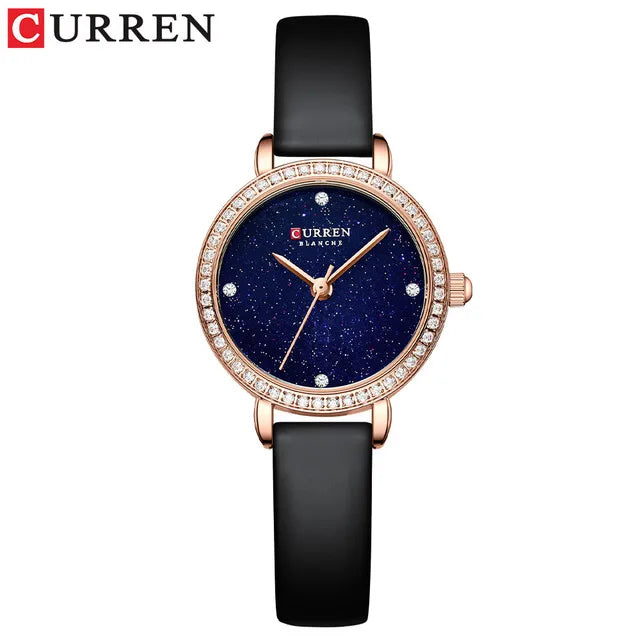 Rhinestone Quartz Watches Female Leather Waterproof Women's Watch