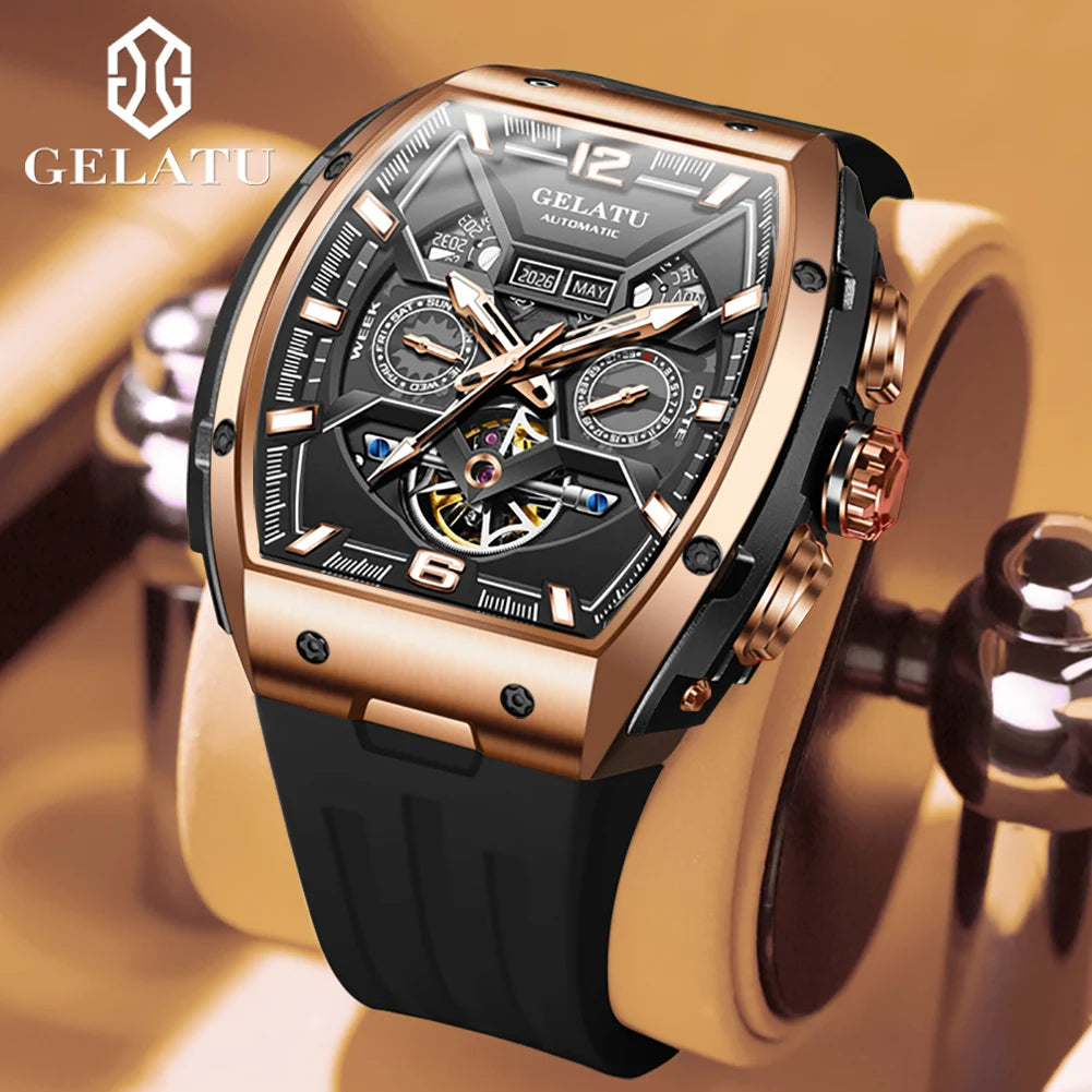 Waterproof Hollow  Relojes Tourbillon Automatic Mechanical  Watch for Man