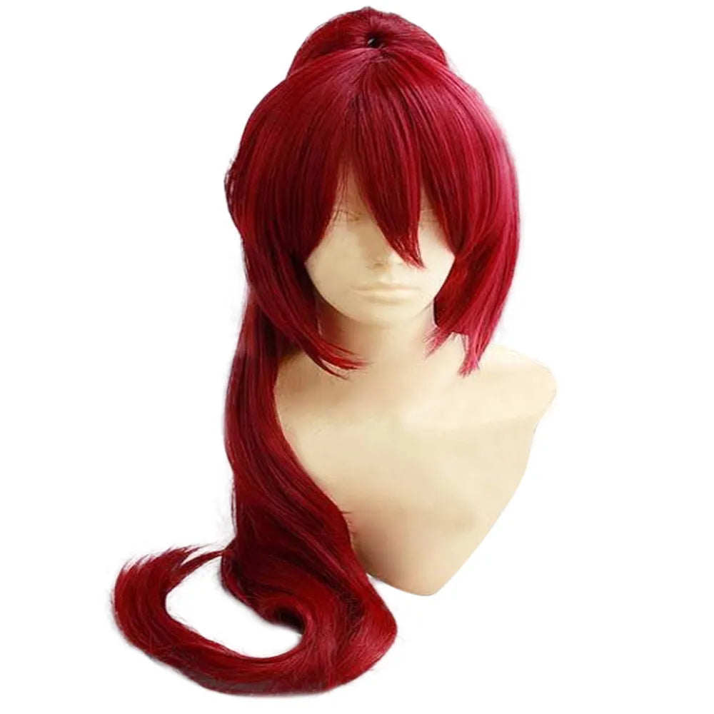 Synthetic Hair Red Cosplay Wig Ponytail Long Straight Heat Resistant Fiber