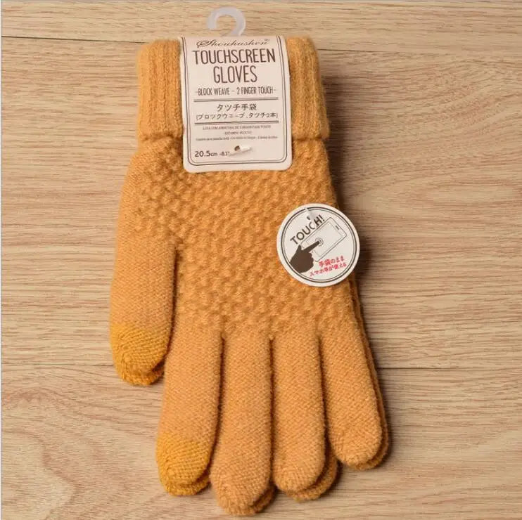 Warm Winter Gloves Women's Cashmere Wool Knitted Wrist Gloves