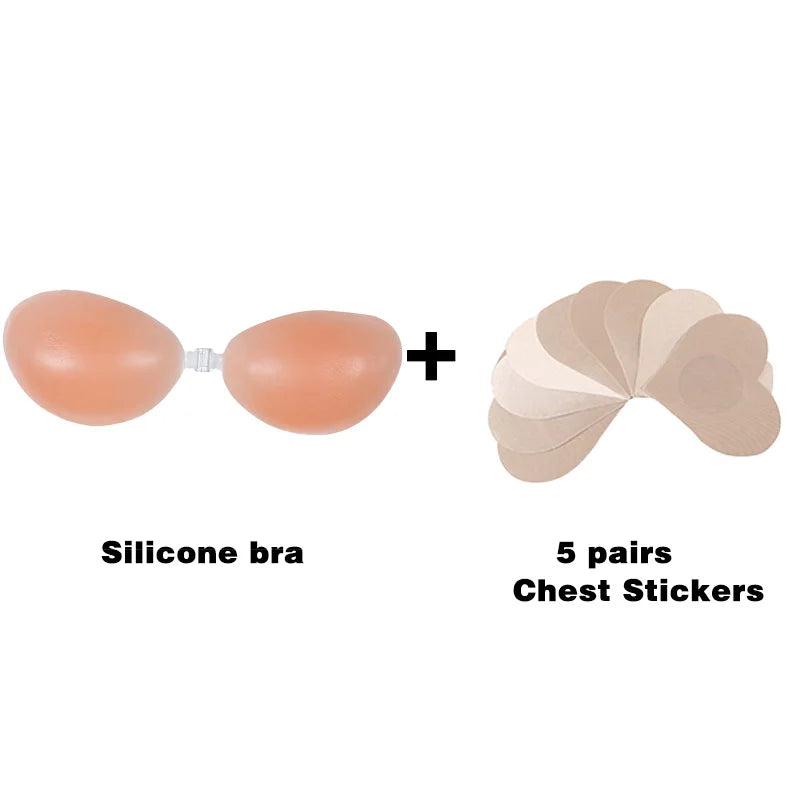 Silicone Bra Invisible Push Up Sexy Strapless Bra Stealth Adhesive Backless