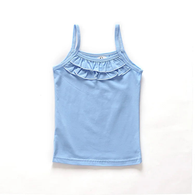 New Summer Girls T Shirt Cotton Sleeveless Garment Kids Clothes 2-8 years