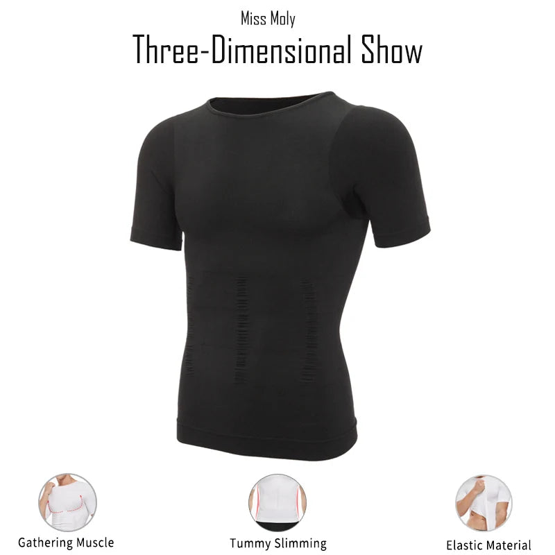 Mens Slimming Body Shaper Chest Compression Shirts waist Trainer Corset