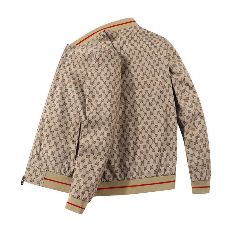 Men's Jacket Youth Collar Checkered Baseball Jacket