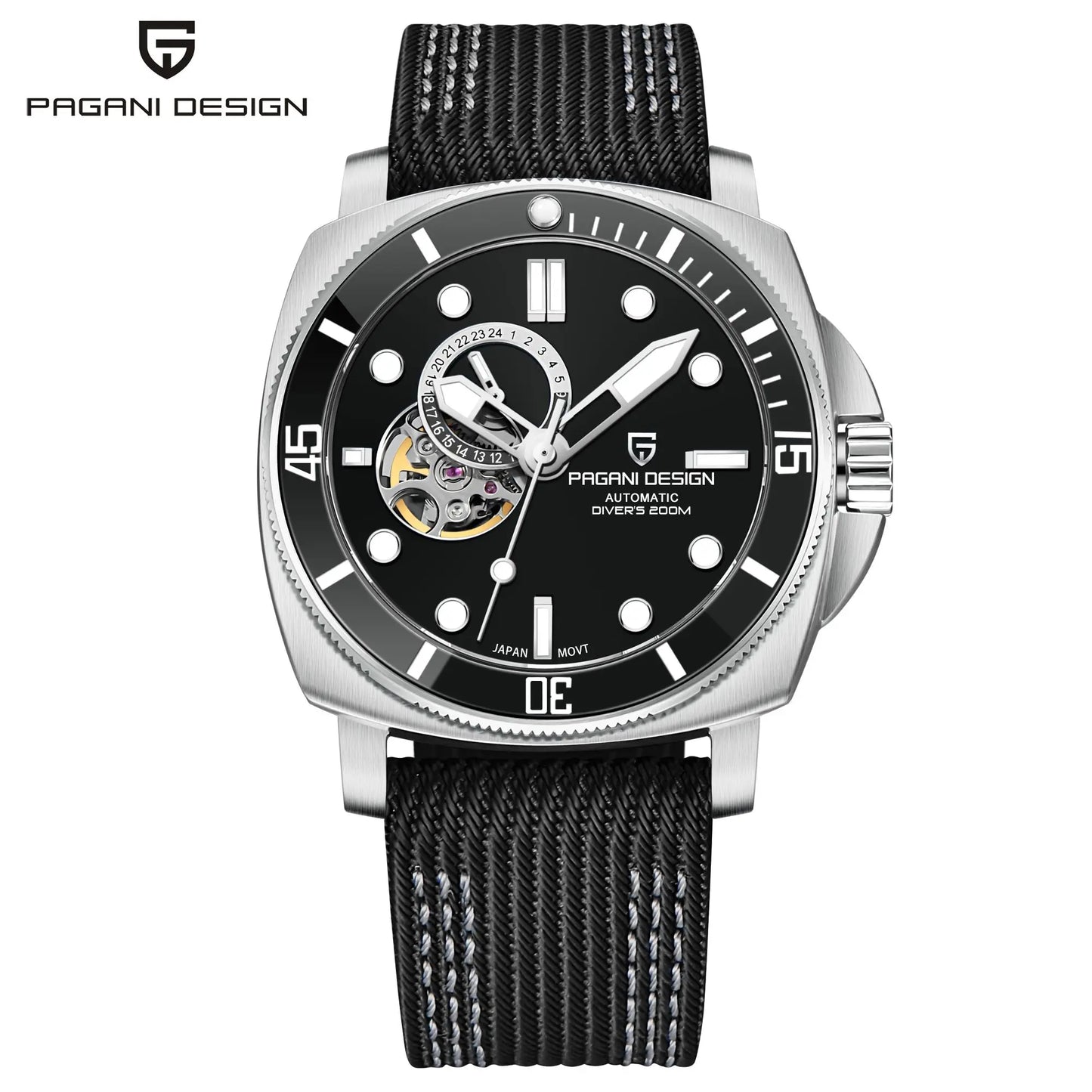 Sports Automatic Men Mechanical Watch stainless Steel 200m Waterproof