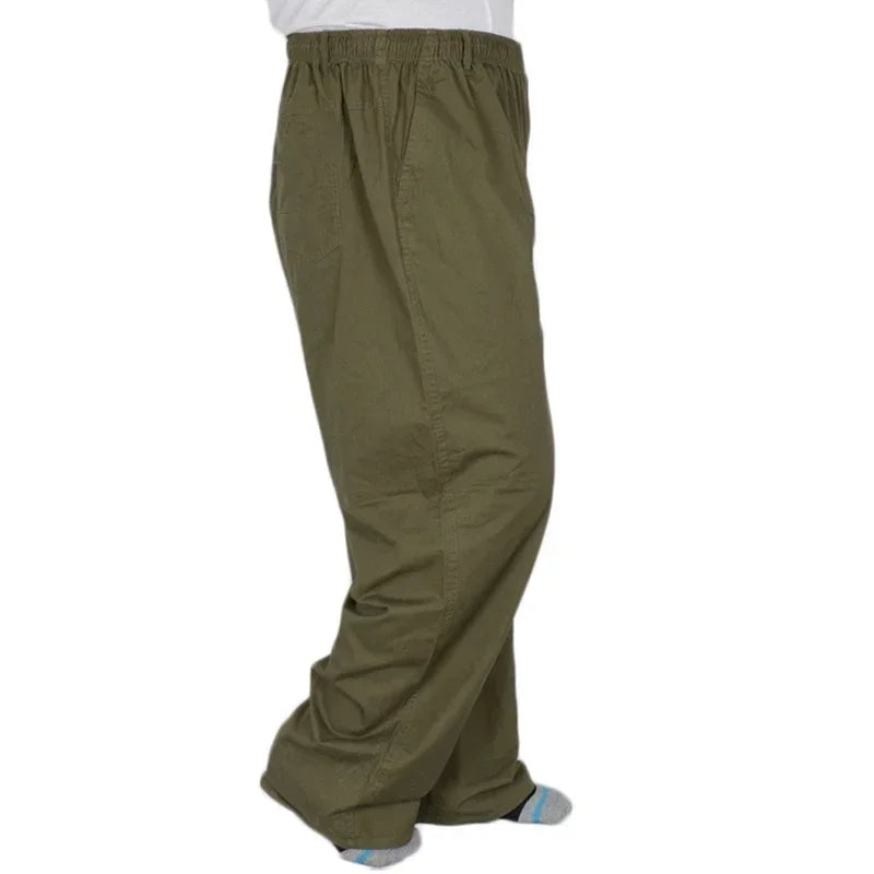 Men's Summer Thin Elastic Band High Waist Cotton Casual Trousers