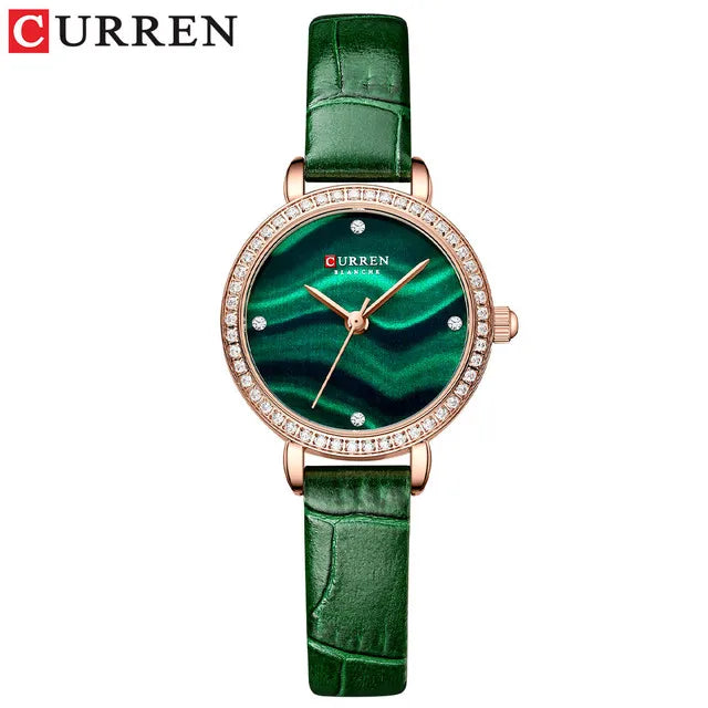 Rhinestone Quartz Watches Female Leather Waterproof Women's Watch