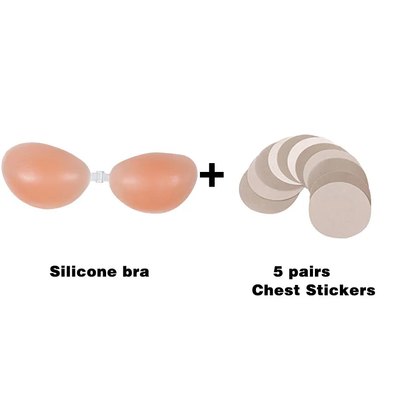 Silicone Bra Invisible Push Up Sexy Strapless Bra Stealth Adhesive Backless