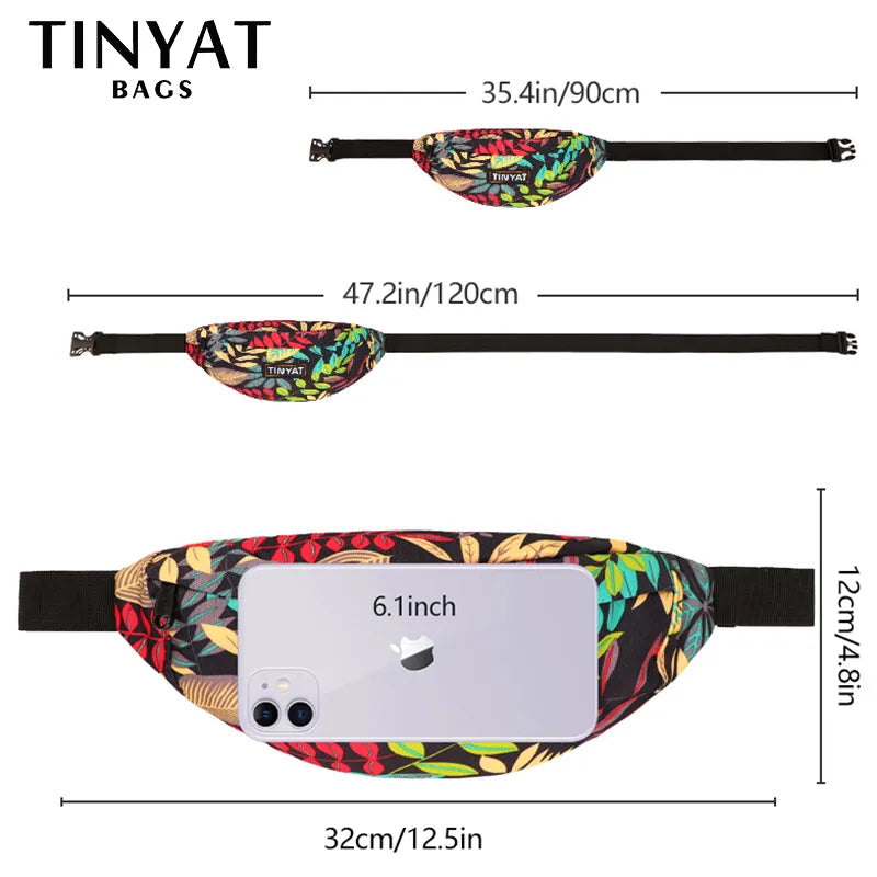 Print Leaf Travel Waist Bag for Men and Women Fashion Casual Shoulder Bag