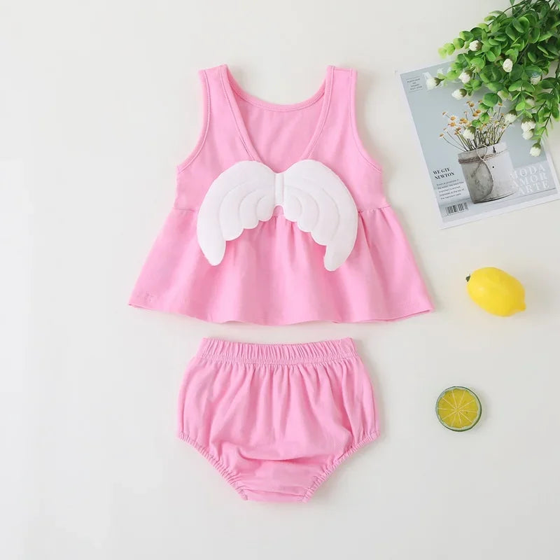 New Newborn Baby Girls Clothes Sleeveless Dress+Briefs 2PCS Outfits