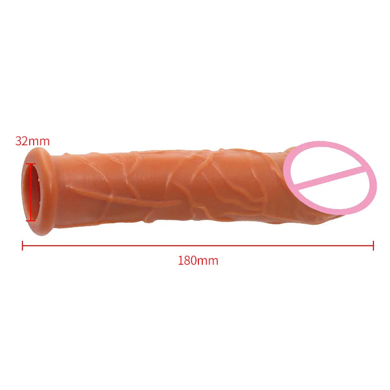 Soft Penis Extender Condom Men Cock Sleeve Ring on Penis Reusable Condoms