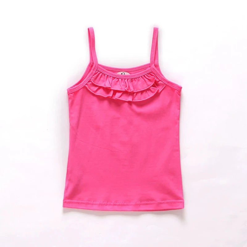 New Summer Girls T Shirt Cotton Sleeveless Garment Kids Clothes 2-8 years