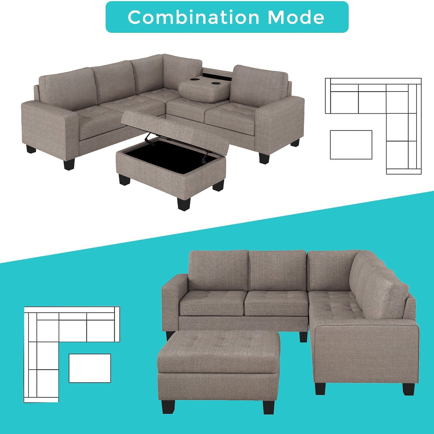 Sectional Corner Sofa L-Shape Couch