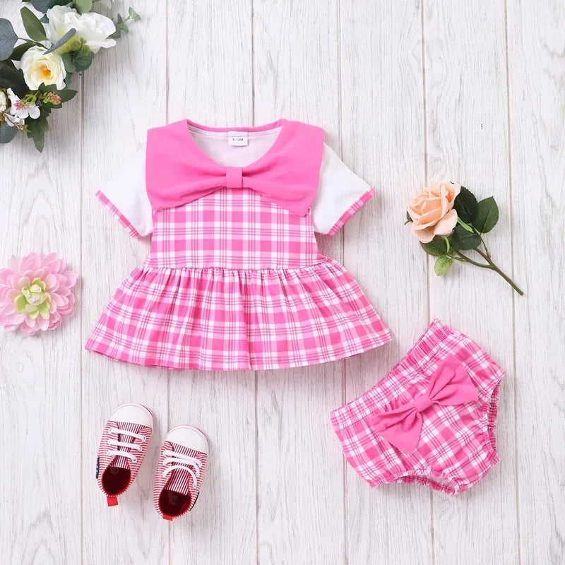 New Newborn Baby Girls Clothes Sleeveless Dress+Briefs 2PCS Outfits