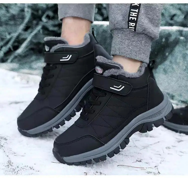 PU Leather Upper Fleece Lining Outdoor Water Resistant Men Warm Snow Boots