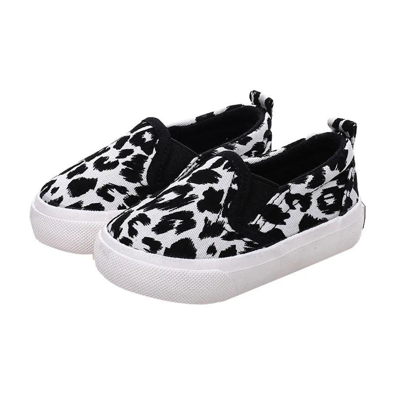 Spring Kids Shoes Boys Girls Casual Shoes Leopard Print Comfortable Canvas Shoes