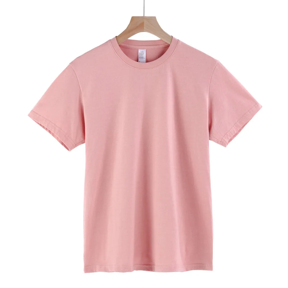 Round Collar Men's T-Shirt 100% Cotton Straight Thin Lightweight T-Shirts