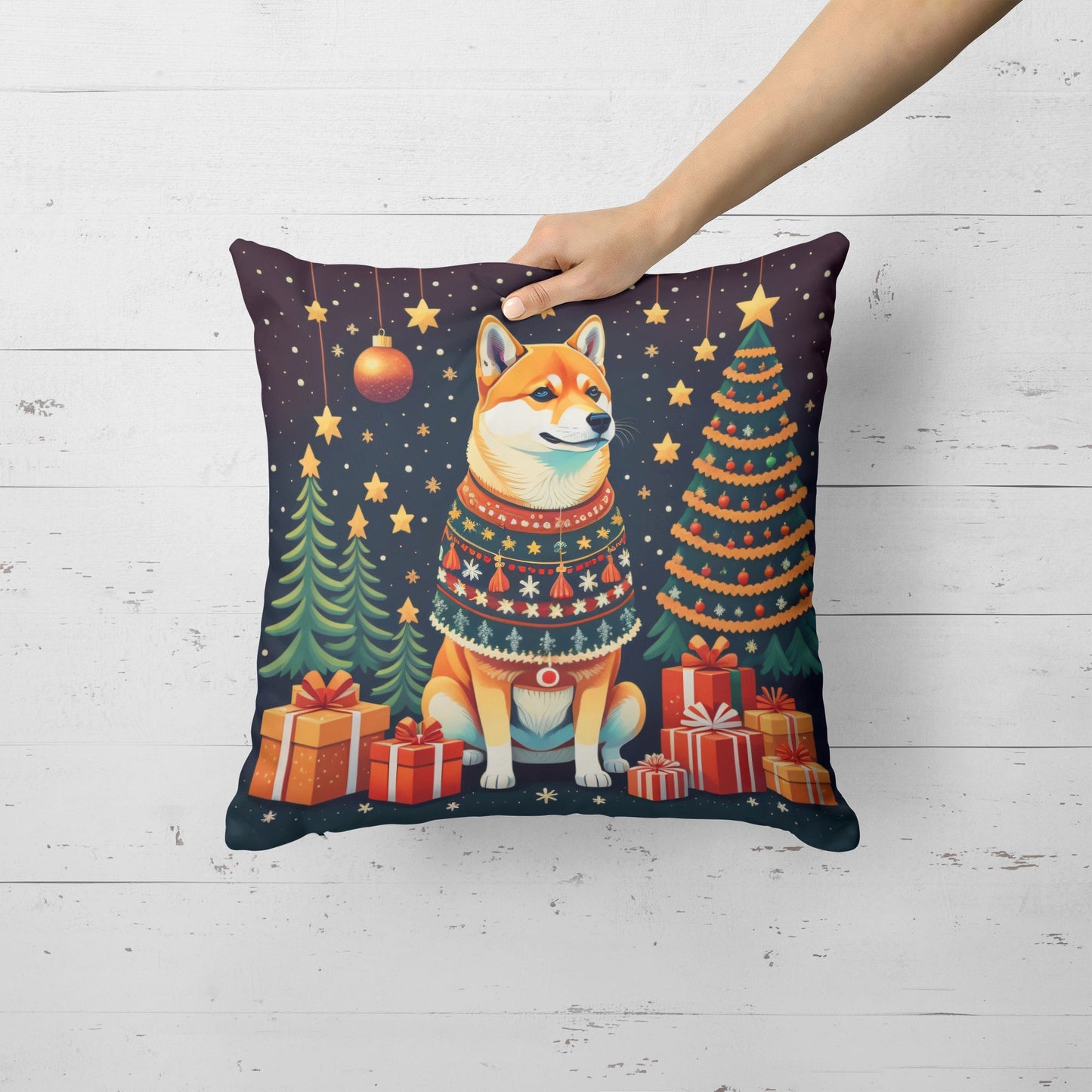 Shiba Inu Christmas Throw Pillow