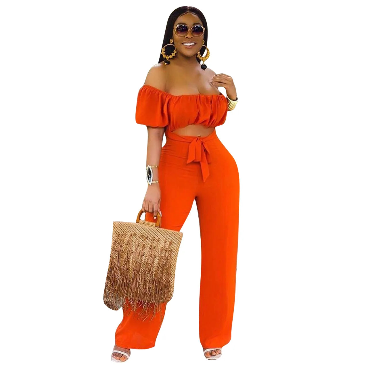 Spring Women's Clothing Shoulder One-Piece Casual Wide Leg Pant for Women