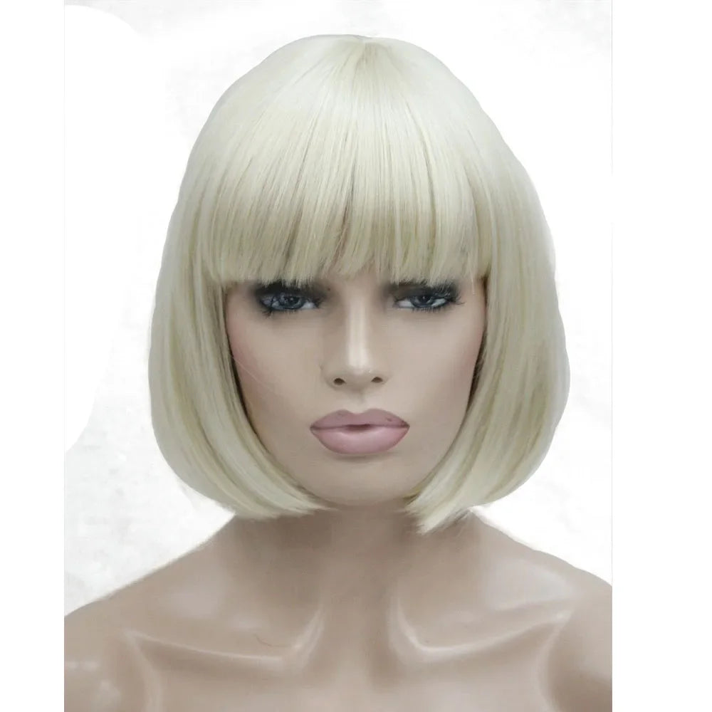 Women's Wigs Bob Black Hair Short Straight Natural Synthetic Capless Wig