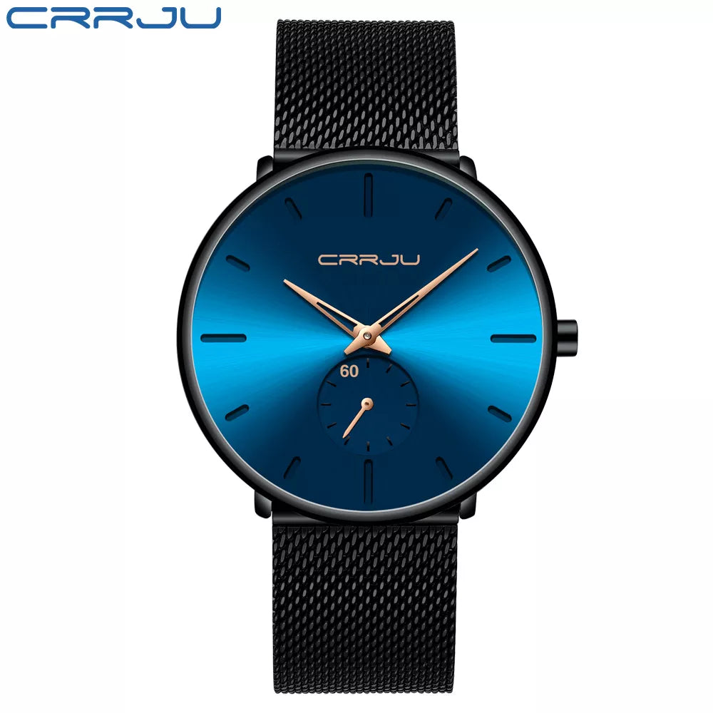 Mens Watches Quartz Watch Men Casual Slim Mesh Steel Waterproof Sport Watch