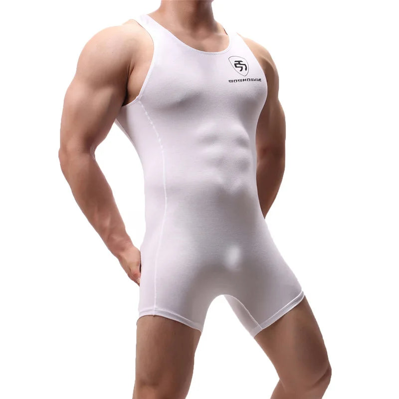 Sexy Men Undershirts Seamless Modal Jumpsuits Singlet Bodysuits