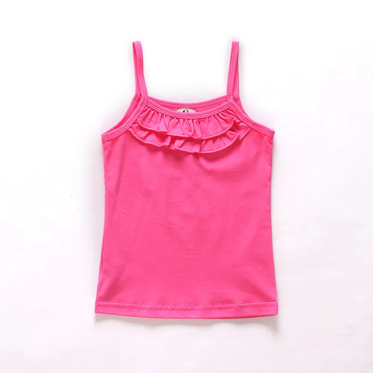 New Summer Girls T Shirt Cotton Sleeveless Garment Kids Clothes 2-8 years